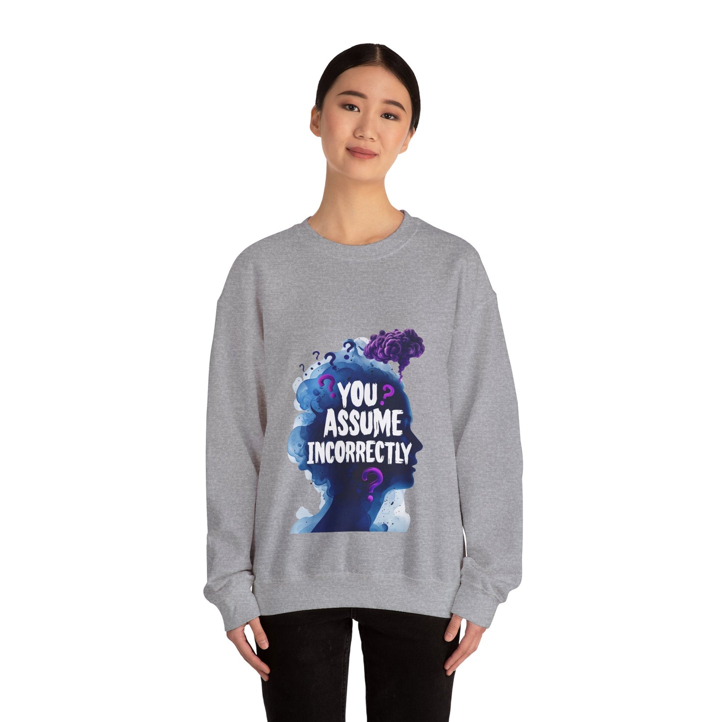✅ AU/NZ Unisex Heavy Blend Crewneck Sweatshirt - 'You Assume Incorrectly' Graphic
