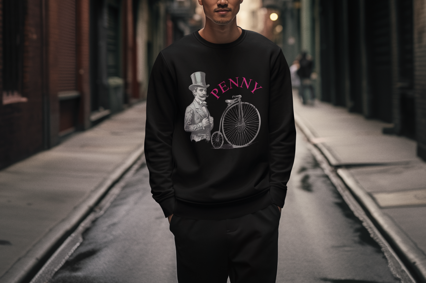 JABU Neon Penny-Farthing: Vintage Bicycle Glow Sweatshirt for Classic Style JABU© • JustAboutBeingU®