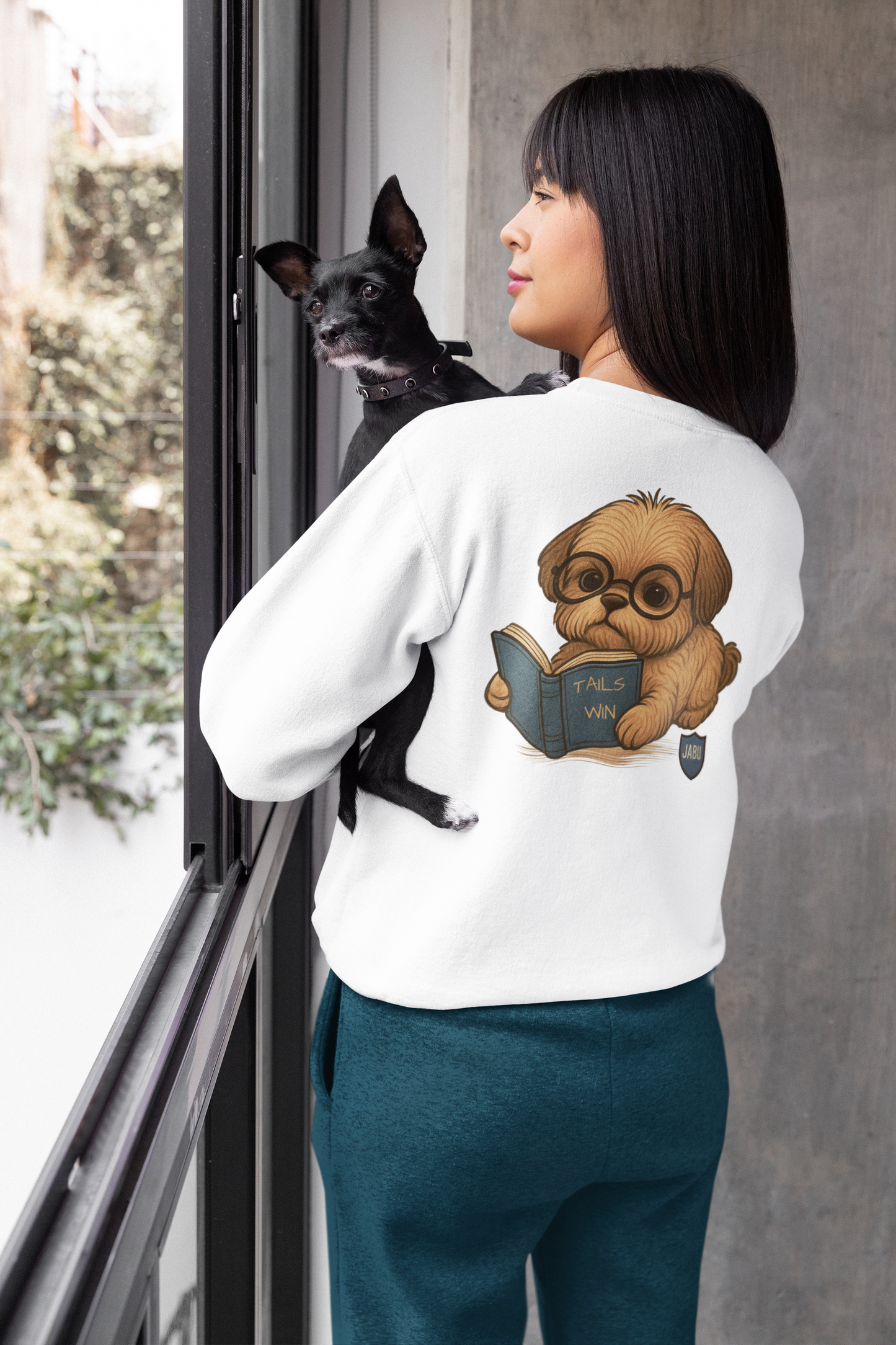✅ AU/NZ, Heads Or Tails, Cute Dog Reading Sweatshirt, Cozy Pup Crewneck, Animal Lover Gift, Dog Lover Apparel, Perfect for Book Lovers