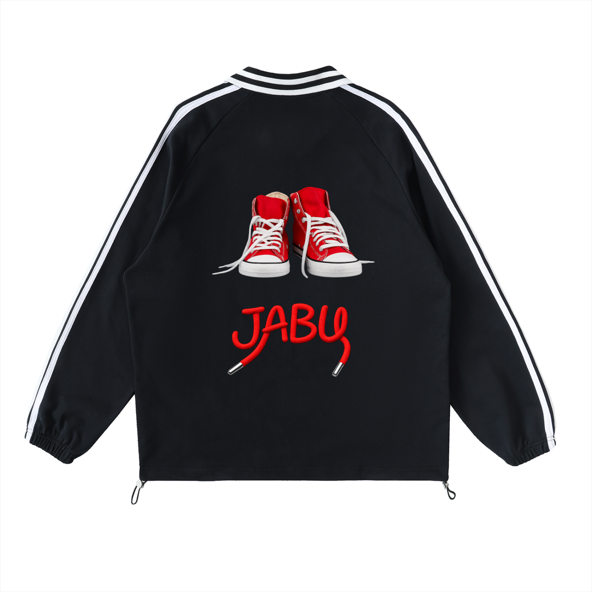 Contrast Striped Lapel Collar Sweatshirt