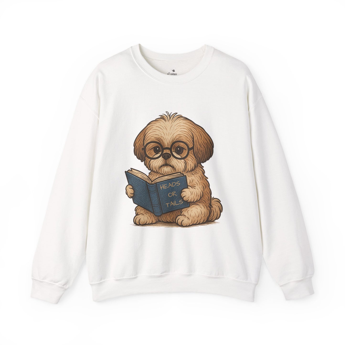 ✅ AU/NZ, Heads Or Tails, Cute Dog Reading Sweatshirt, Cozy Pup Crewneck, Animal Lover Gift, Dog Lover Apparel, Perfect for Book Lovers