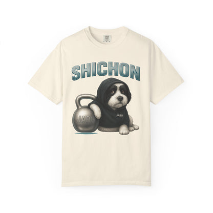 JABU GRIND - SHICHON: A Fun, Dog-Loving Gym Tee for NZ & AU Humans JABU© • JustAboutBeingU®