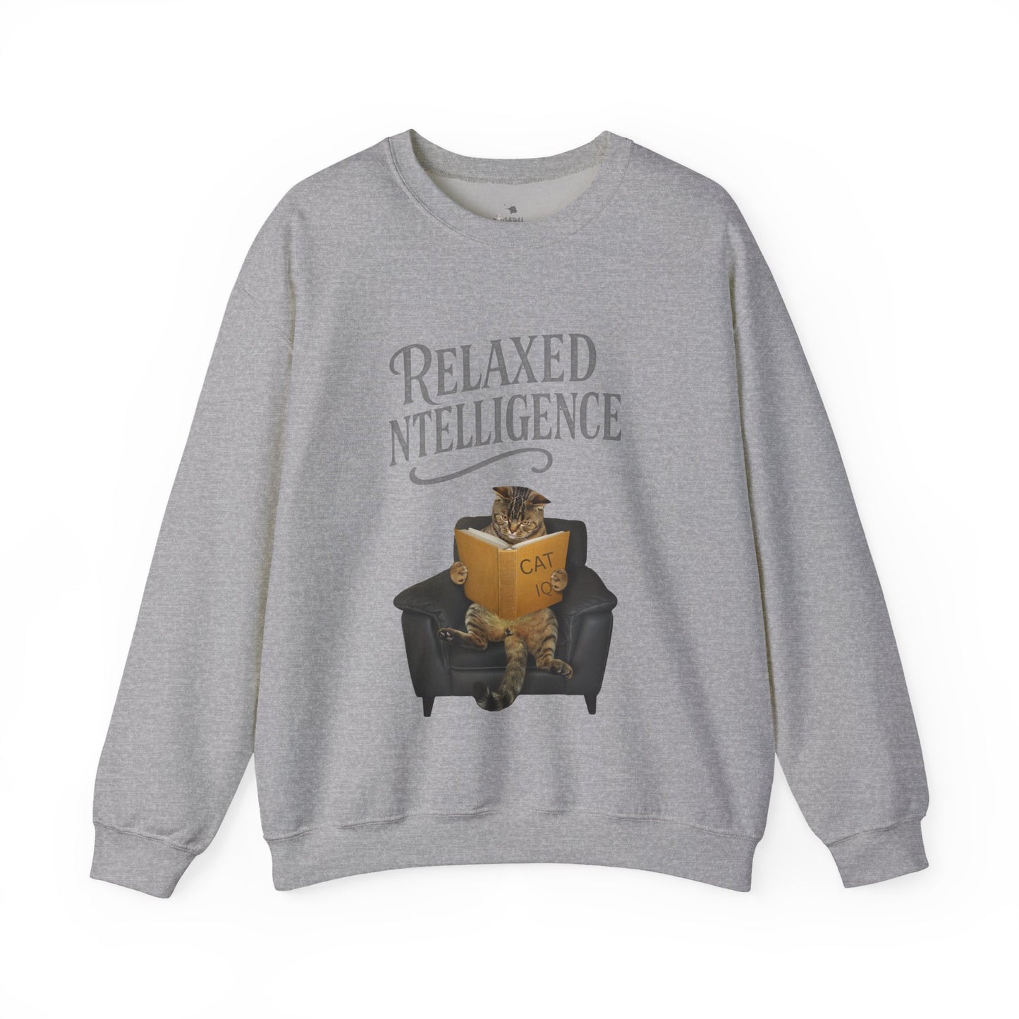 ✅ AU/NZ Relaxed Intelligence Cat Sweatshirt - Cozy Unisex Crewneck, Perfect Gift for Cat Lovers, Funny Pet Apparel, Casual Wear for All Occasions