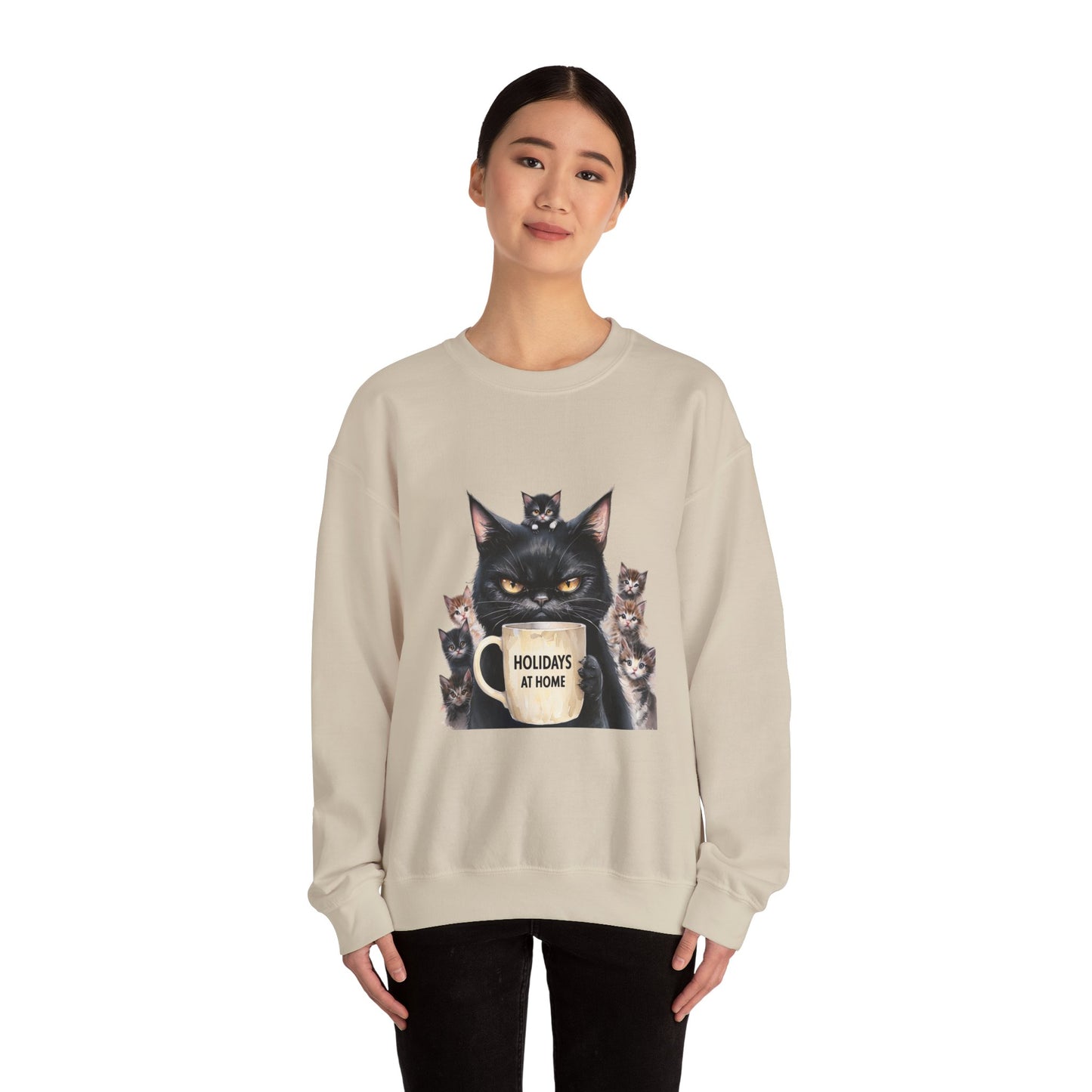 ✅  AU/NZ Funny Cat Crewneck Sweatshirt - Holidays at Home Design