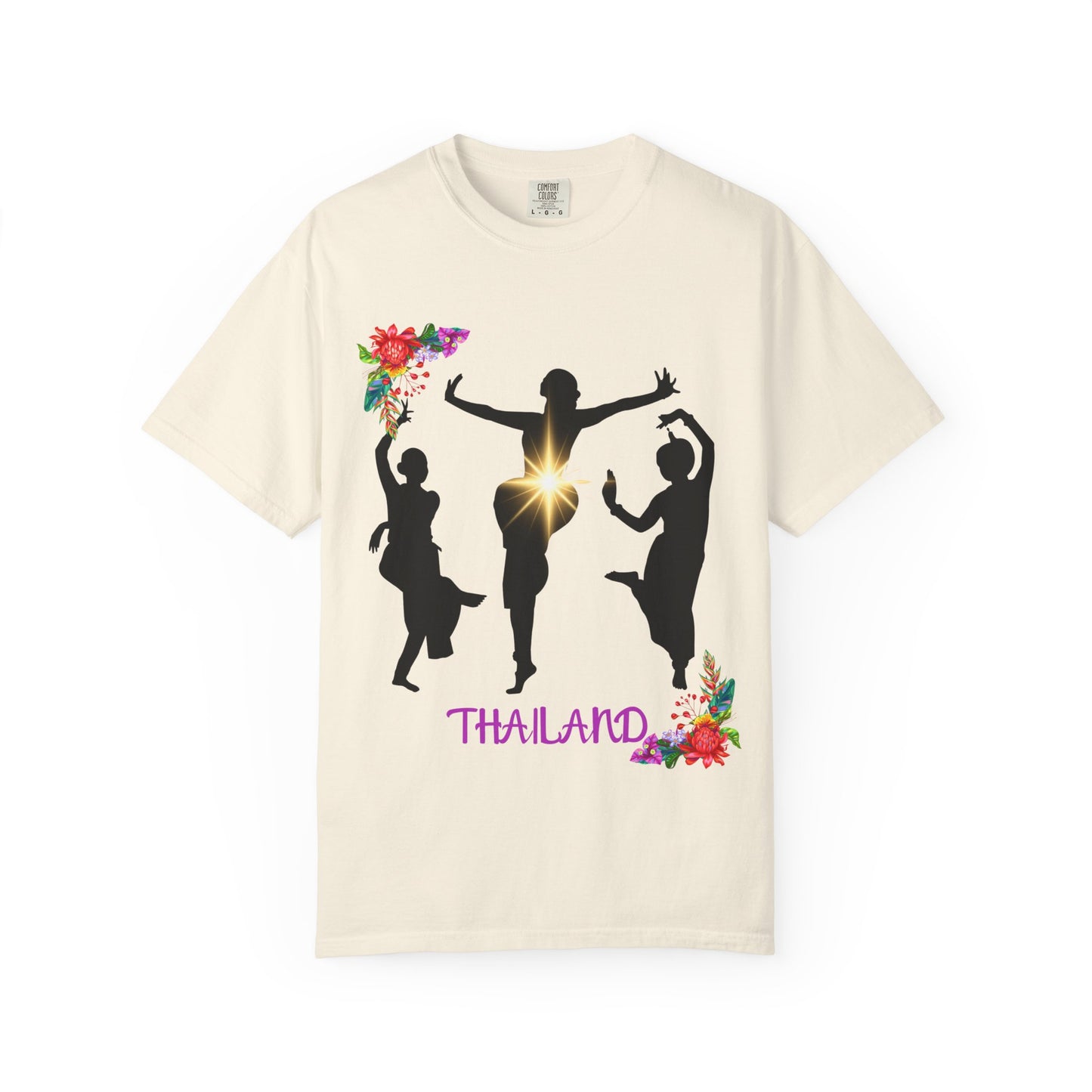 ✅ AU/NZ, Comforts Colours 1717, Thailand Floral Silhouette Unisex T-Shirt - Celebrate Culture & Dance, Made for Travel!