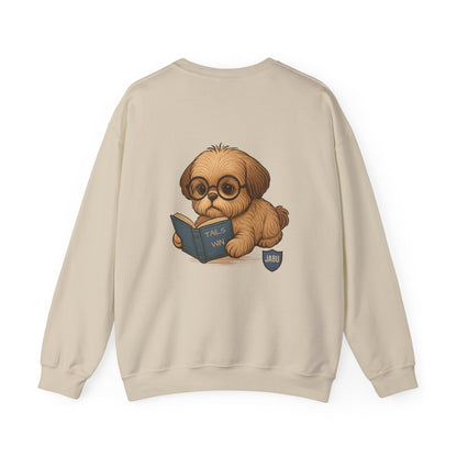 ✅ AU/NZ, Heads Or Tails, Cute Dog Reading Sweatshirt, Cozy Pup Crewneck, Animal Lover Gift, Dog Lover Apparel, Perfect for Book Lovers