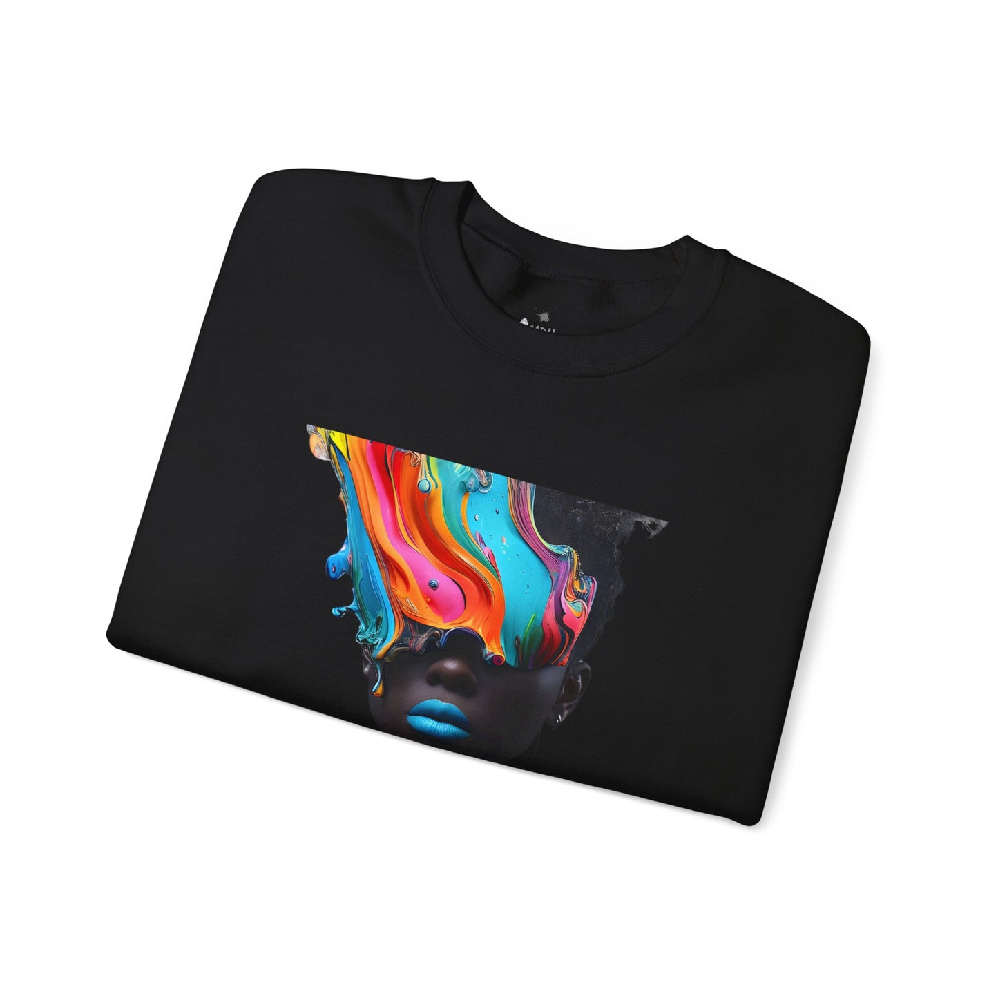 JABU Neon Fluid Vision: Abstract Streetwear Sweatshirt with Vivid Color Swirl Design for NZ & AU Creatives JABU© • JustAboutBeingU®