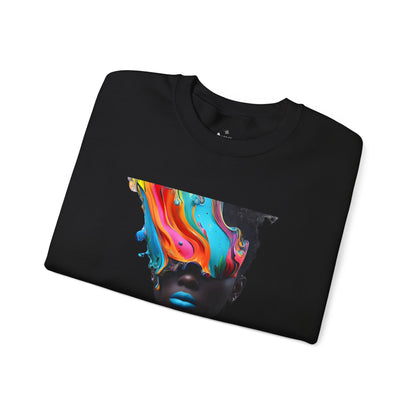 JABU Neon Fluid Vision: Abstract Streetwear Sweatshirt with Vivid Color Swirl Design for NZ & AU Creatives JABU© • JustAboutBeingU®