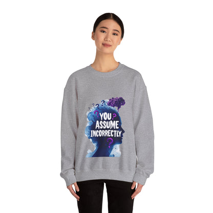 ✅ AU/NZ Unisex Heavy Blend Crewneck Sweatshirt - 'You Assume Incorrectly' Graphic