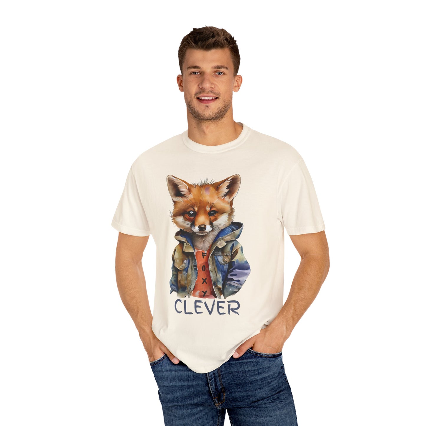 ✅  AU/NZ Clever Fox Unisex Garment-Dyed T-Shirt - Fun Animal Graphic Tee for Creative Souls