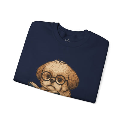 ✅ AU/NZ, Heads Or Tails, Cute Dog Reading Sweatshirt, Cozy Pup Crewneck, Animal Lover Gift, Dog Lover Apparel, Perfect for Book Lovers