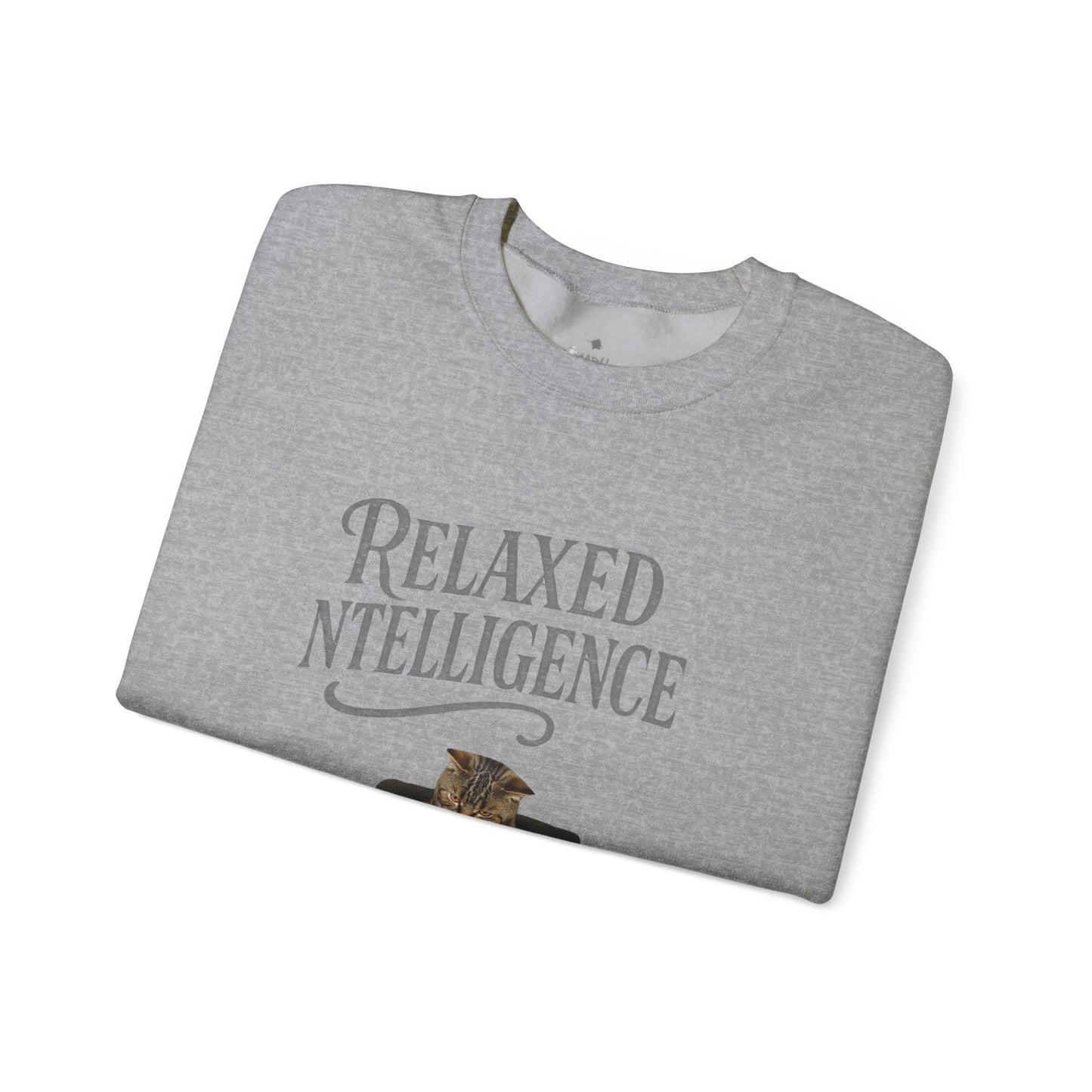 ✅ AU/NZ Relaxed Intelligence Cat Sweatshirt - Cozy Unisex Crewneck, Perfect Gift for Cat Lovers, Funny Pet Apparel, Casual Wear for All Occasions