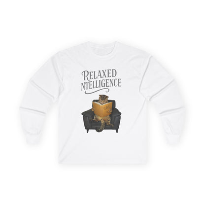 ✅ AU/NZ- Cat-Intelligence, Cozy Cat Lover Long Sleeve Tee - Relaxed Intelligence, Funny Cat T-Shirt, Gift for Cat Owners, Pet Lovers Apparel, Unique Cat Gift