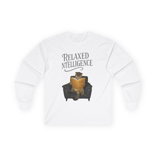 ✅ AU/NZ- Cat-Intelligence, Cozy Cat Lover Long Sleeve Tee - Relaxed Intelligence, Funny Cat T-Shirt, Gift for Cat Owners, Pet Lovers Apparel, Unique Cat Gift