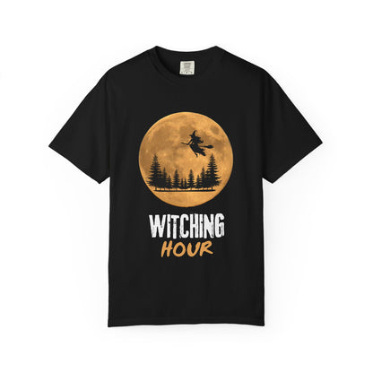 ✅ AU/NZ/Comfort Colours 1717, Witching Hour Unisex Garment-Dyed T-Shirt – Spooky Moonlight Vibes for Halloween Lovers, HOWL!