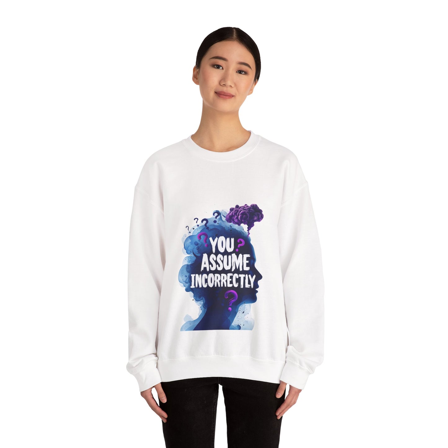✅ AU/NZ Unisex Heavy Blend Crewneck Sweatshirt - 'You Assume Incorrectly' Graphic