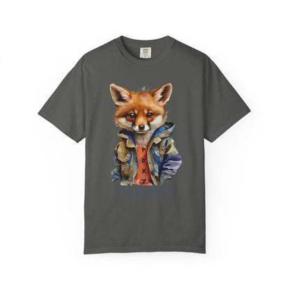 ✅  AU/NZ Clever Fox Unisex Garment-Dyed T-Shirt - Fun Animal Graphic Tee for Creative Souls