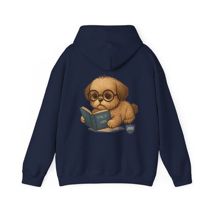 ✅ AU/NZ Cute Reading Puppy Hoodie, Cozy Pet Lover Sweatshirt, Gift for Dog Owners, Studying at Home Wear, Adorable Animal Sweatshirt