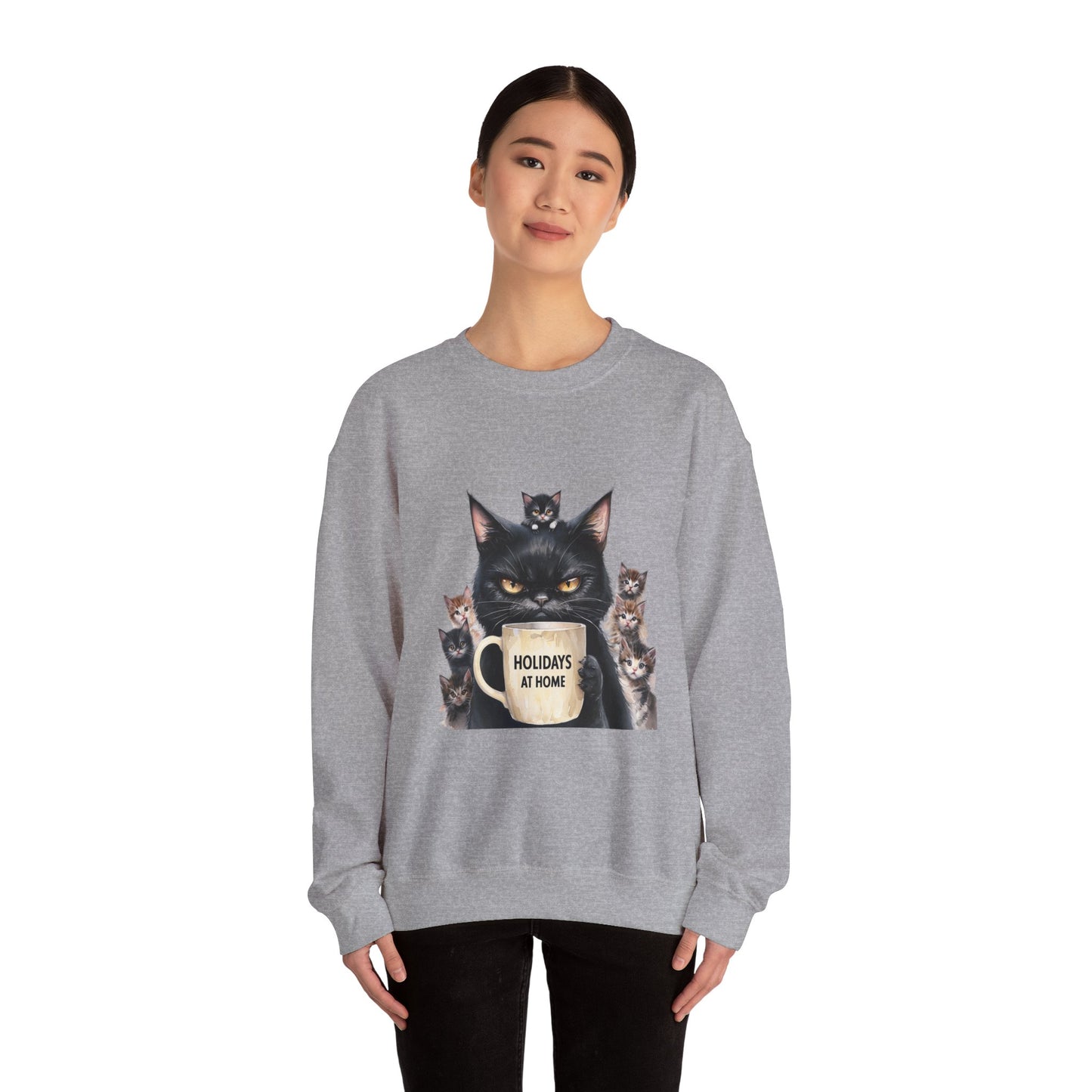 ✅  AU/NZ Funny Cat Crewneck Sweatshirt - Holidays at Home Design
