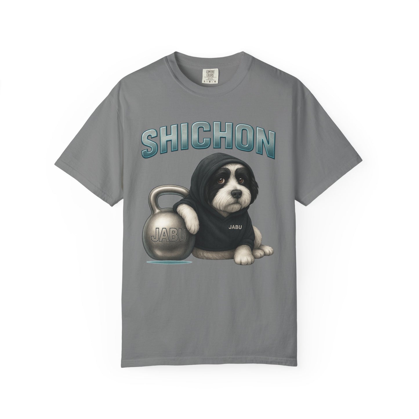 JABU GRIND - SHICHON: A Fun, Dog-Loving Gym Tee for NZ & AU Humans JABU© • JustAboutBeingU®