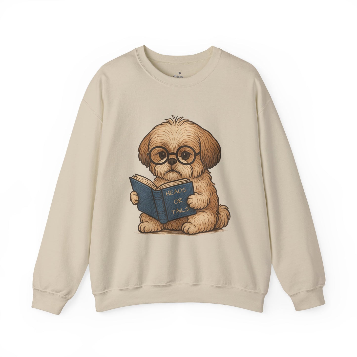 ✅ AU/NZ, Heads Or Tails, Cute Dog Reading Sweatshirt, Cozy Pup Crewneck, Animal Lover Gift, Dog Lover Apparel, Perfect for Book Lovers