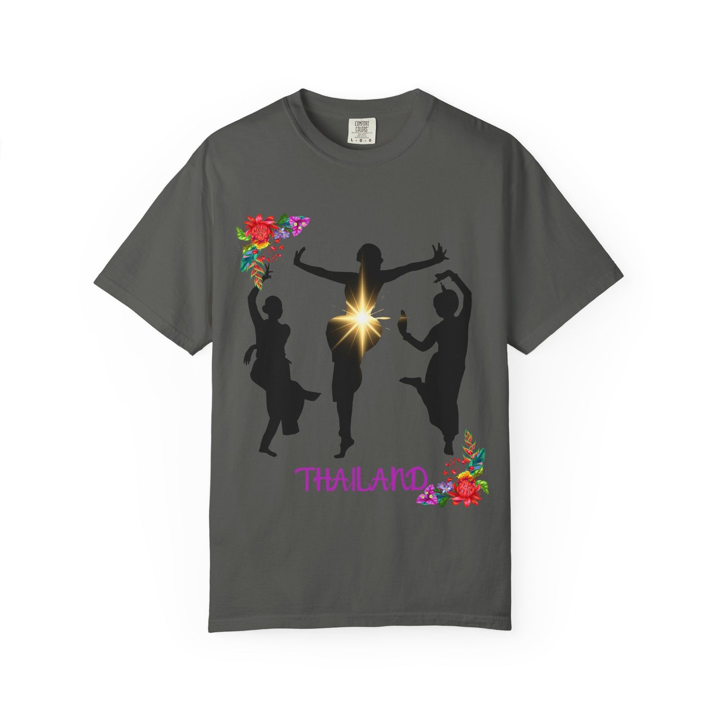 ✅ AU/NZ, Comforts Colours 1717, Thailand Floral Silhouette Unisex T-Shirt - Celebrate Culture & Dance, Made for Travel!