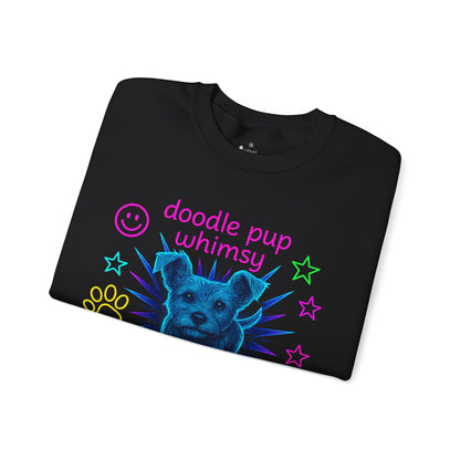 Neon Whimsy Doodle Pup Streetwear Sweatshirt