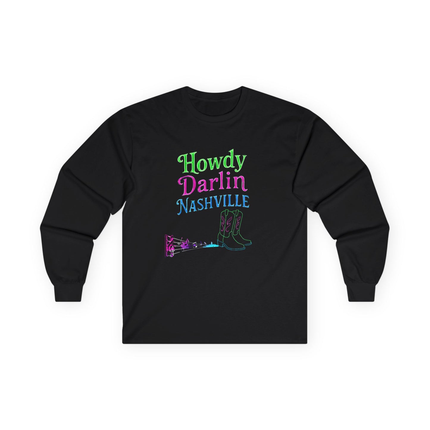 ✅ AU/NZ NASHVILLE! Howdy Darlin' Nashville T-Shirt | Unisex Long Sleeve Tee | Music Lover Gift | Country Music Apparel | Nashville Souvenir | Casual Wear