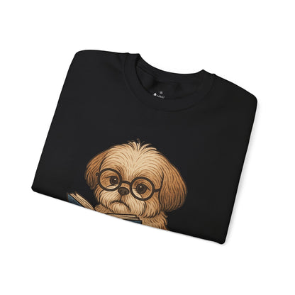 ✅ AU/NZ, Heads Or Tails, Cute Dog Reading Sweatshirt, Cozy Pup Crewneck, Animal Lover Gift, Dog Lover Apparel, Perfect for Book Lovers