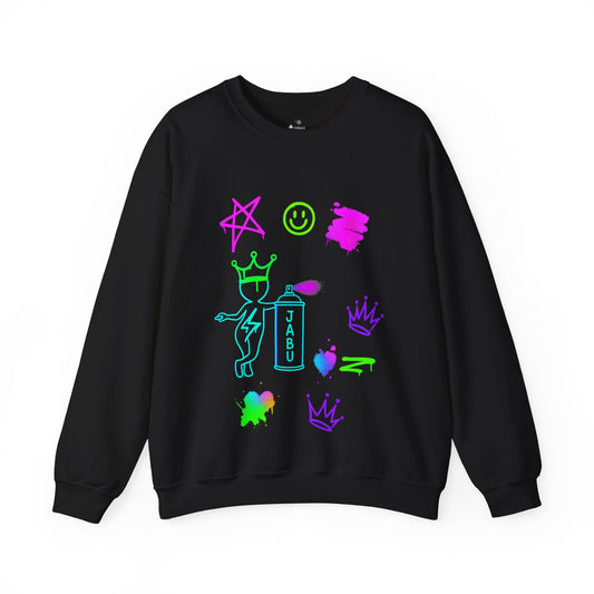 JABU Neon Swag: Electric Streetwear Sweatshirt with Vivid Neon Icons for NZ & AU Style Lovers JABU© • JustAboutBeingU®