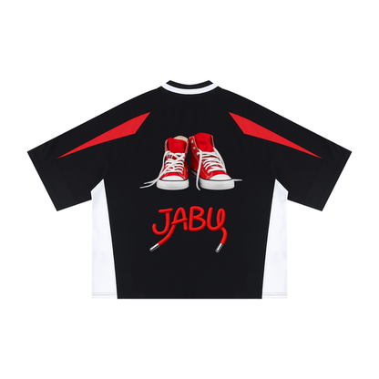Laced Up Contrast Panel V-Neck T-Shirt
