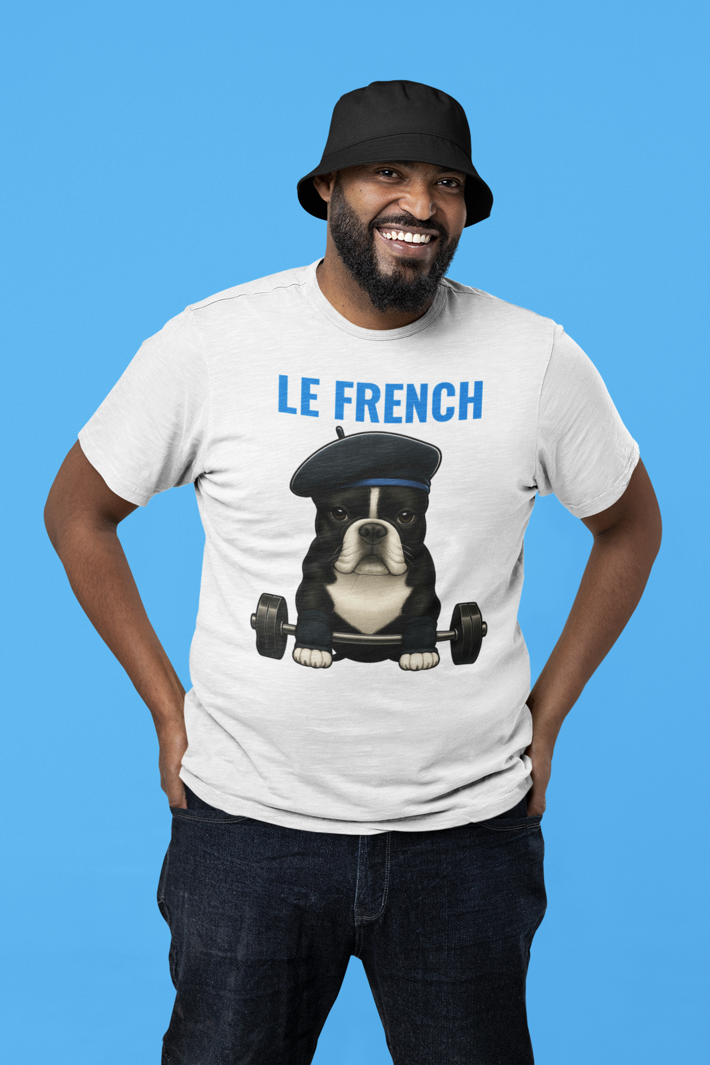 JABU GRIND – LE FRENCH: A Fun, Dog-Loving Gym Tee for NZ & AU Humans JABU© • JustAboutBeingU®