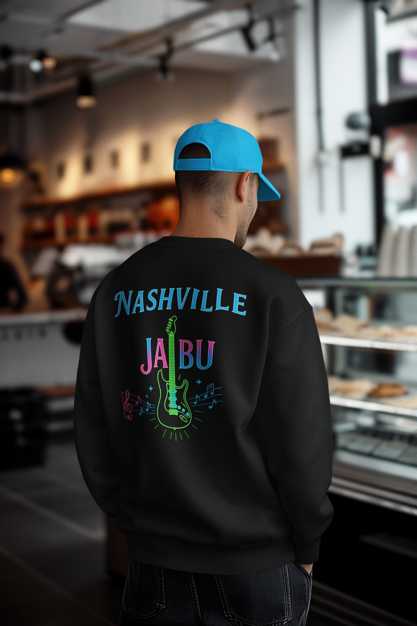 JABU Neon Nashville: Howdy Darlin Streetwear Sweatshirt with Guitar Glow Vibe for NZ & AU Trendsetters JABU© • JustAboutBeingU®