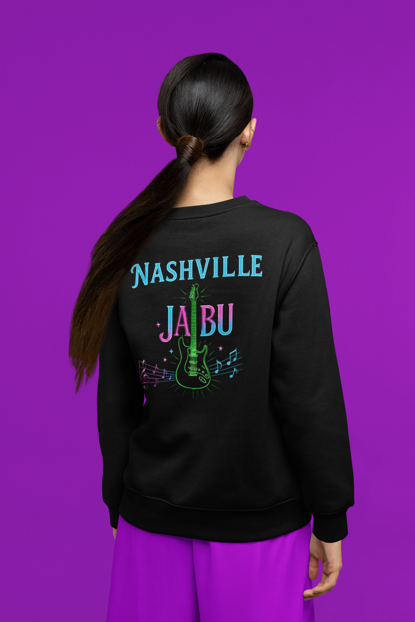 JABU Neon Nashville: Howdy Darlin Streetwear Sweatshirt with Guitar Glow Vibe for NZ & AU Trendsetters JABU© • JustAboutBeingU®
