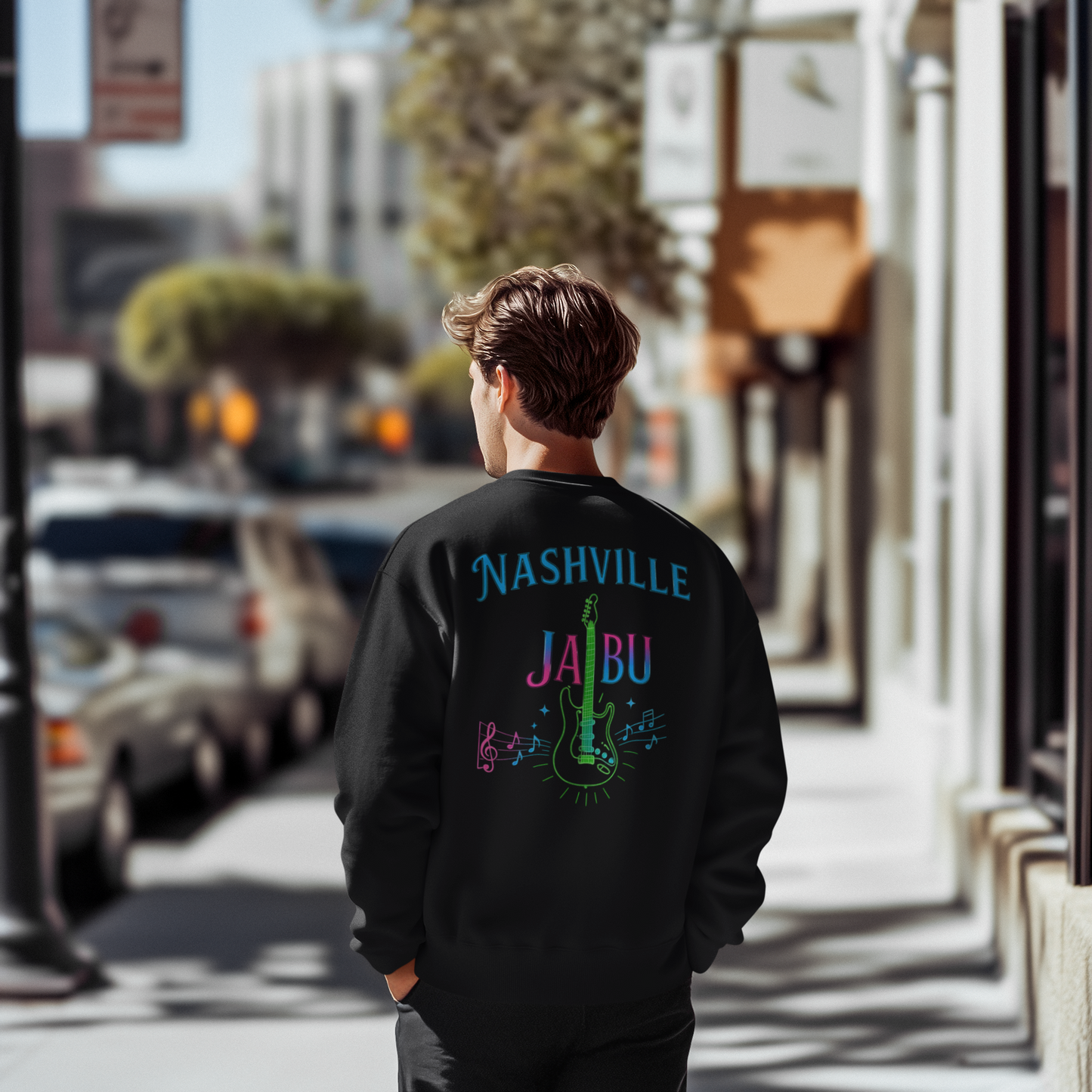 JABU Neon Nashville: Howdy Darlin Streetwear Sweatshirt with Guitar Glow Vibe for NZ & AU Trendsetters JABU© • JustAboutBeingU®