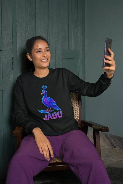 JABU Neon Electric Plume: Vibrant Peacock Glow Sweatshirt for NZ & AU Streetwear Lovers JABU© • JustAboutBeingU®