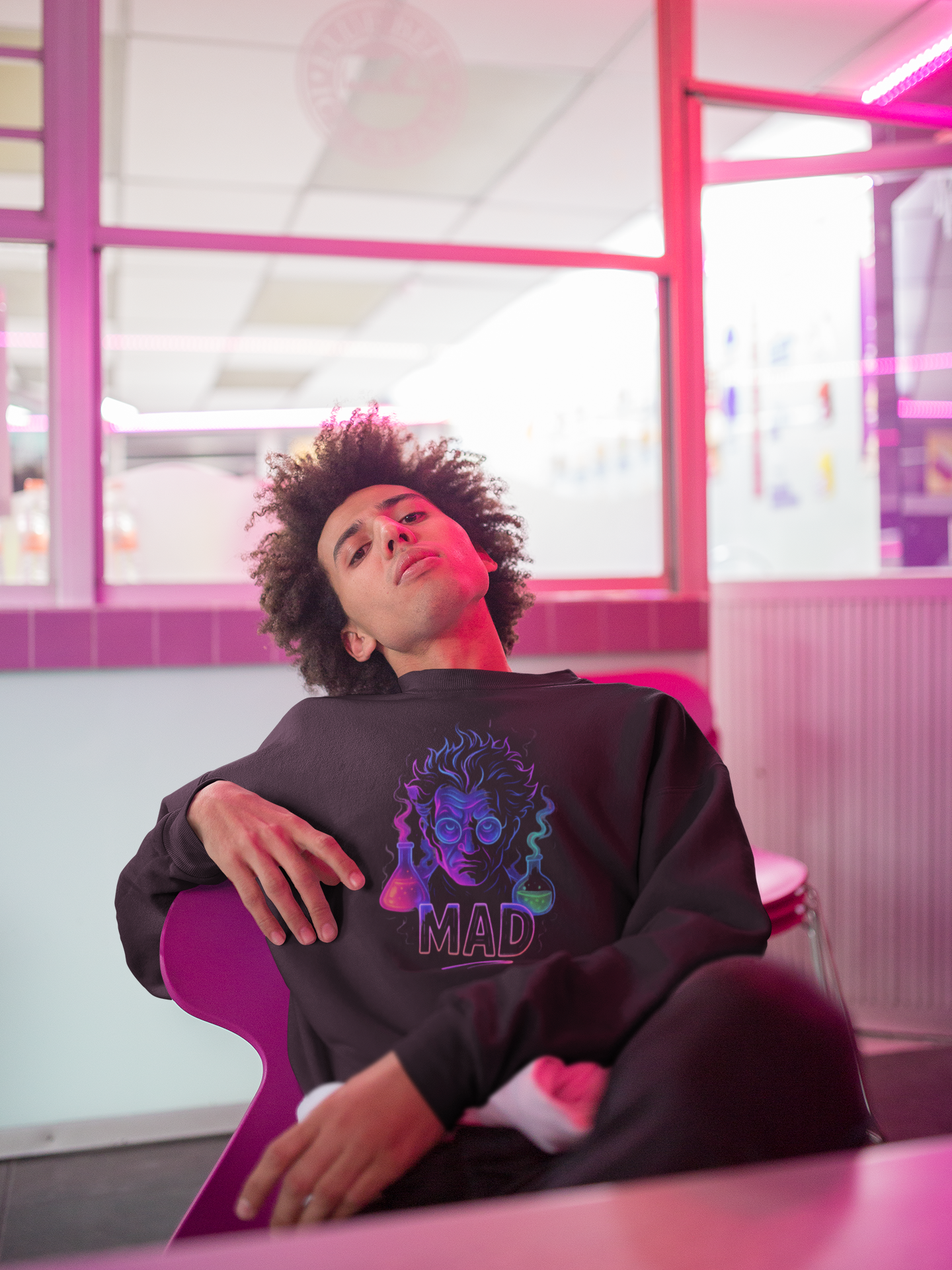JABU Neon Madness: Bold Streetwear Sweatshirt with Electric Scientist Design for NZ & AU Trendsetters JABU© • JustAboutBeingU®