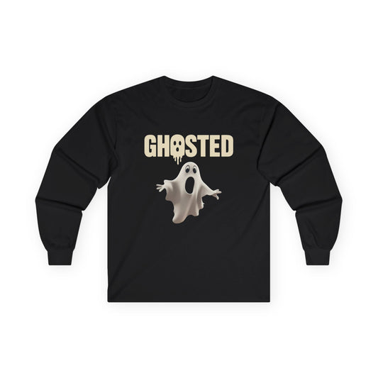 ✅AU/NZ Ghosted Long Sleeve Tee - Unisex Halloween Shirt, Fun Ghost Apparel, Spooky Costume Top, Fall Celebration Wear, Unique Gift Idea