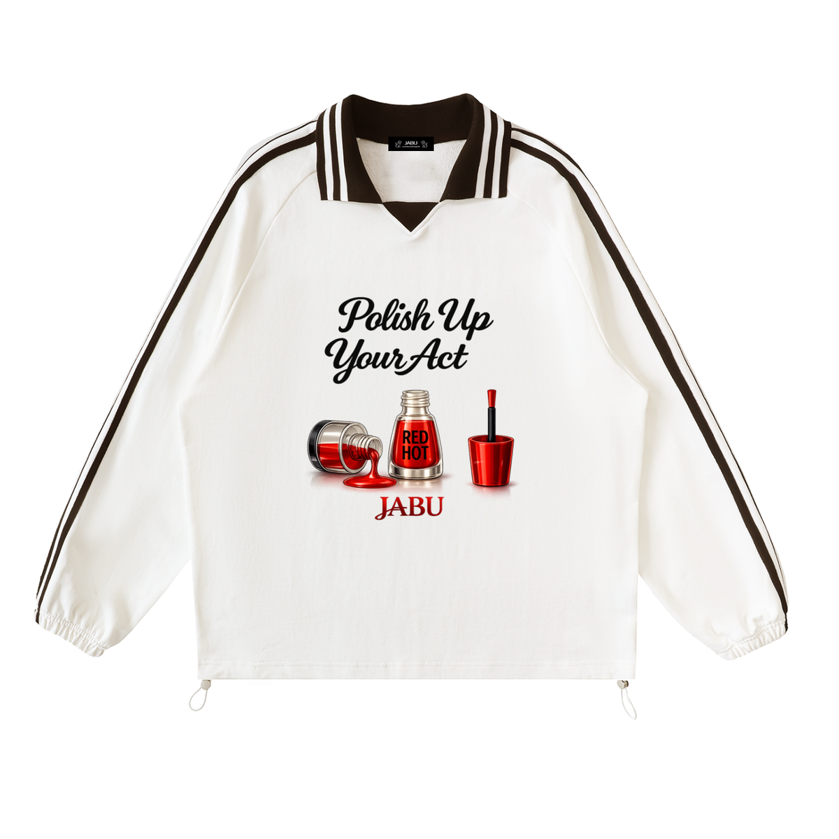 Polish Up Your Act Graphic Striped V-Neck Athletic Pullover