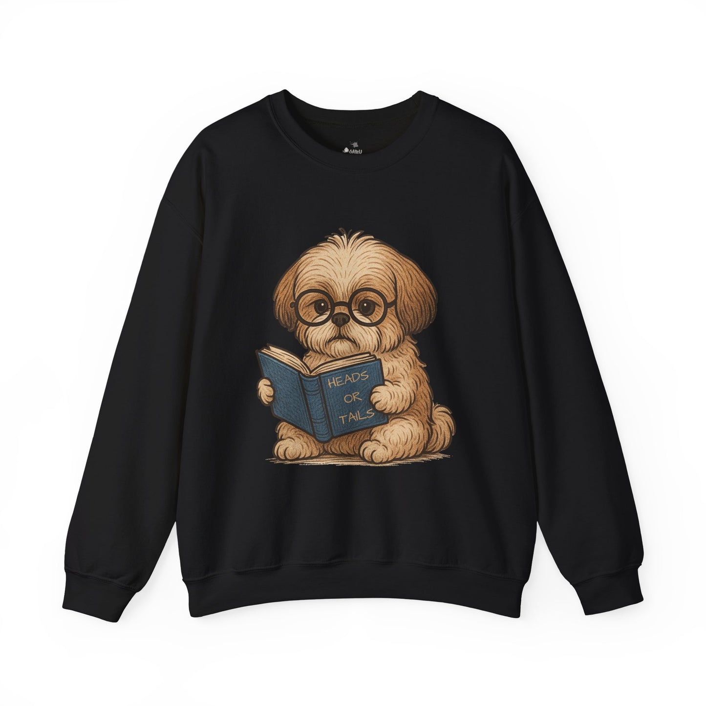 ✅ AU/NZ, Heads Or Tails, Cute Dog Reading Sweatshirt, Cozy Pup Crewneck, Animal Lover Gift, Dog Lover Apparel, Perfect for Book Lovers