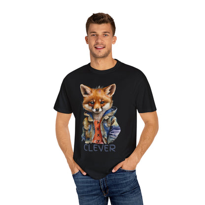 ✅  AU/NZ Clever Fox Unisex Garment-Dyed T-Shirt - Fun Animal Graphic Tee for Creative Souls