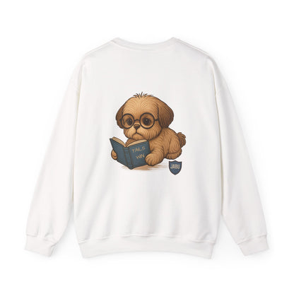 ✅ AU/NZ, Heads Or Tails, Cute Dog Reading Sweatshirt, Cozy Pup Crewneck, Animal Lover Gift, Dog Lover Apparel, Perfect for Book Lovers