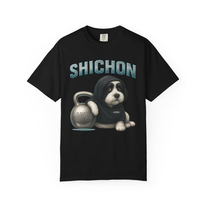 JABU GRIND - SHICHON: A Fun, Dog-Loving Gym Tee for NZ & AU Humans JABU© • JustAboutBeingU®