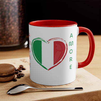 ✅ AU/NZ Italian Amore Accent Mug - Vibrant Coffee Cup for Lovers, Kitchen Decor, Gift for Italian Festival, Home & Office Use