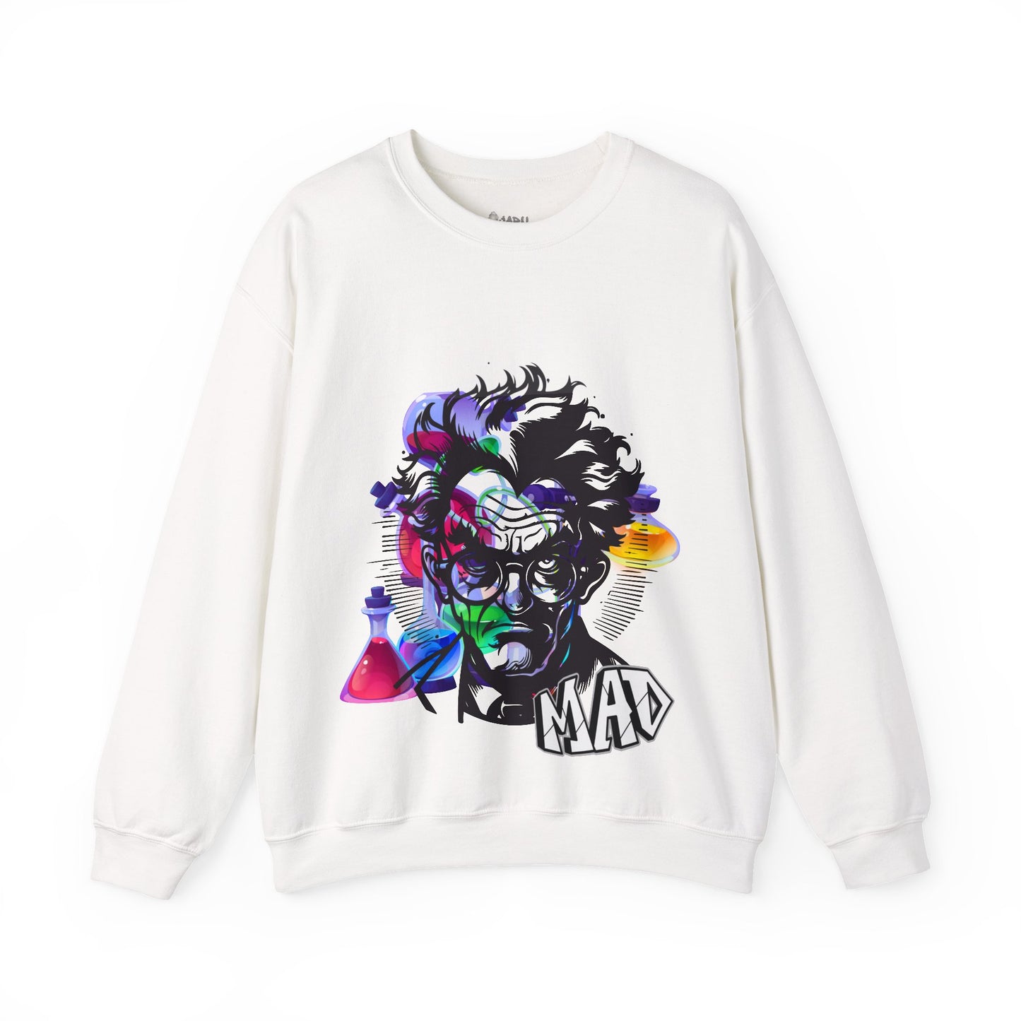 ✅ AU/NZ Mad Scientist Crewneck Sweatshirt – Unisex Heavy Blend™ with Colorful Lab Design MAD