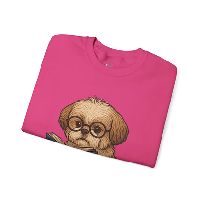 ✅ AU/NZ, Heads Or Tails, Cute Dog Reading Sweatshirt, Cozy Pup Crewneck, Animal Lover Gift, Dog Lover Apparel, Perfect for Book Lovers