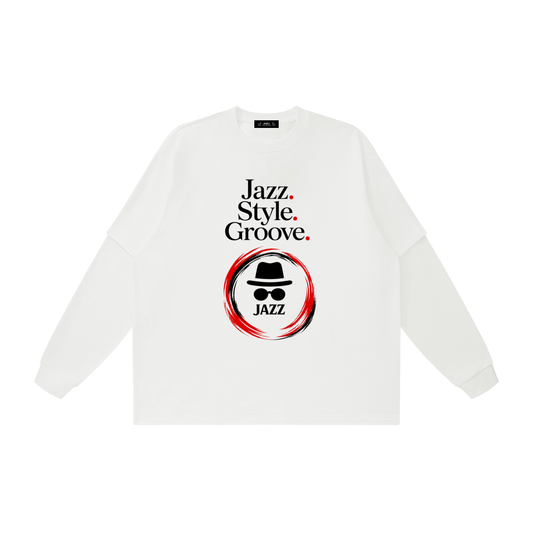 Jazz Style Groove Graphic Layered Oversized T Shirt