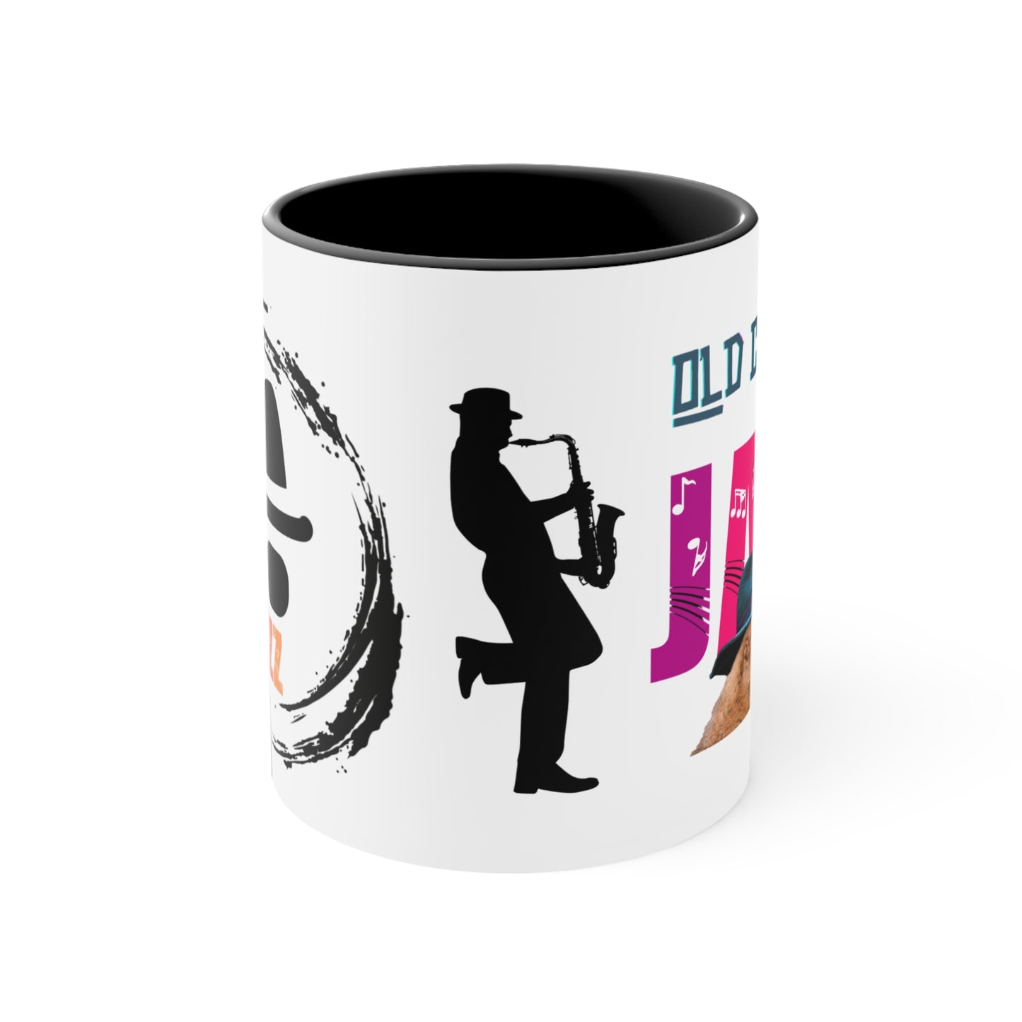 ✅ AU/NZ Jazz Themed Accent Mugs | Perfect for Music Lovers, Gift for Jazz Fans, Coffee Mug, Unique Drinkware, Black and White Design