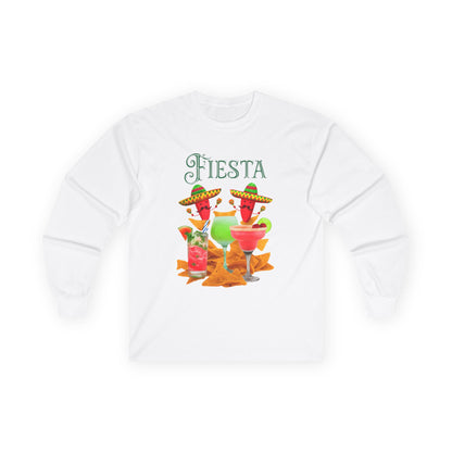 ✅ AU/NZ -FIESTA TIME! Long Sleeve Tee, Fun Party Shirt, Unisex Cotton Tee, Summer Celebration Top, Vibrant Drink Design Tee, Gift for Fiesta Lovers