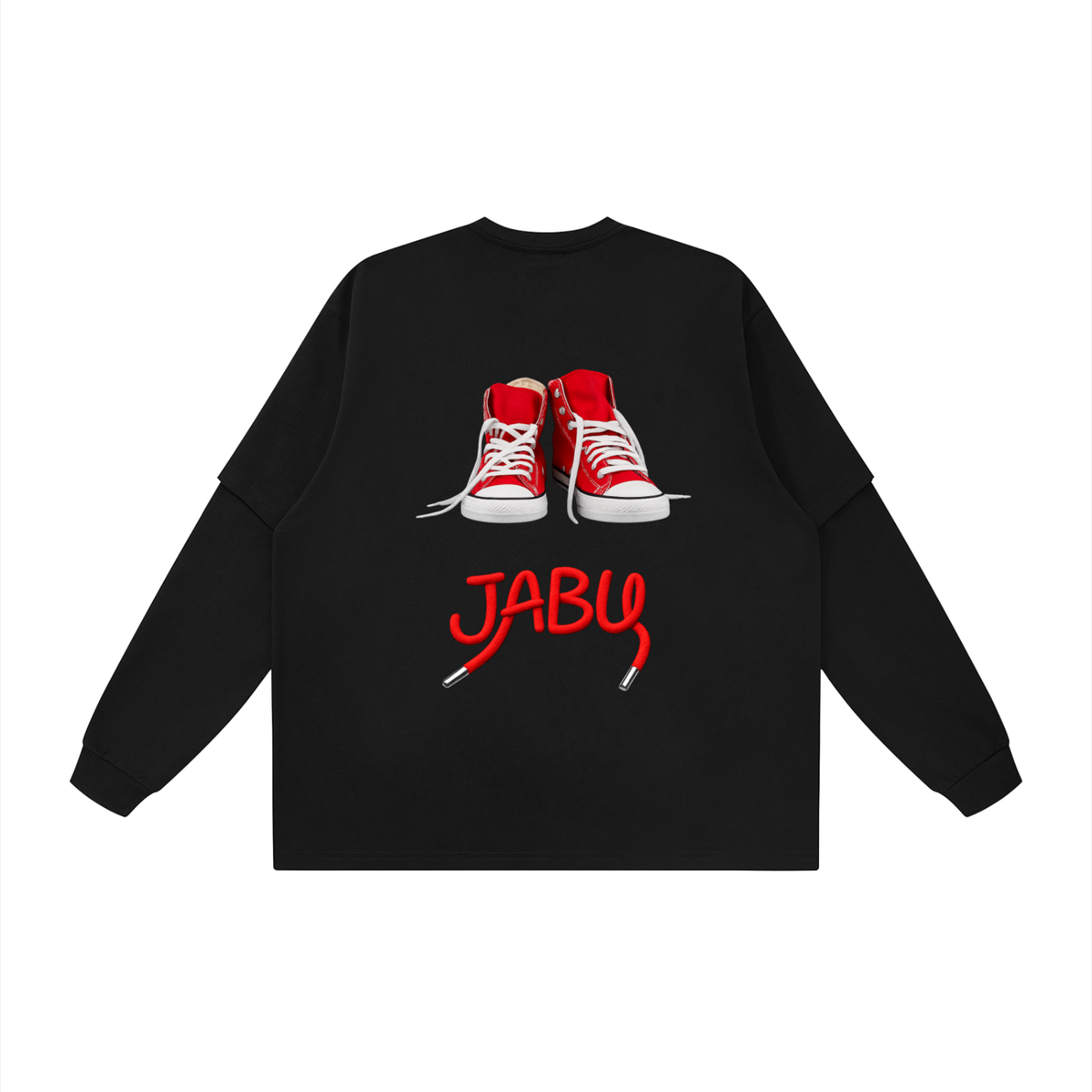 Laced Up High Top Graphic Layered Oversized T Shirt